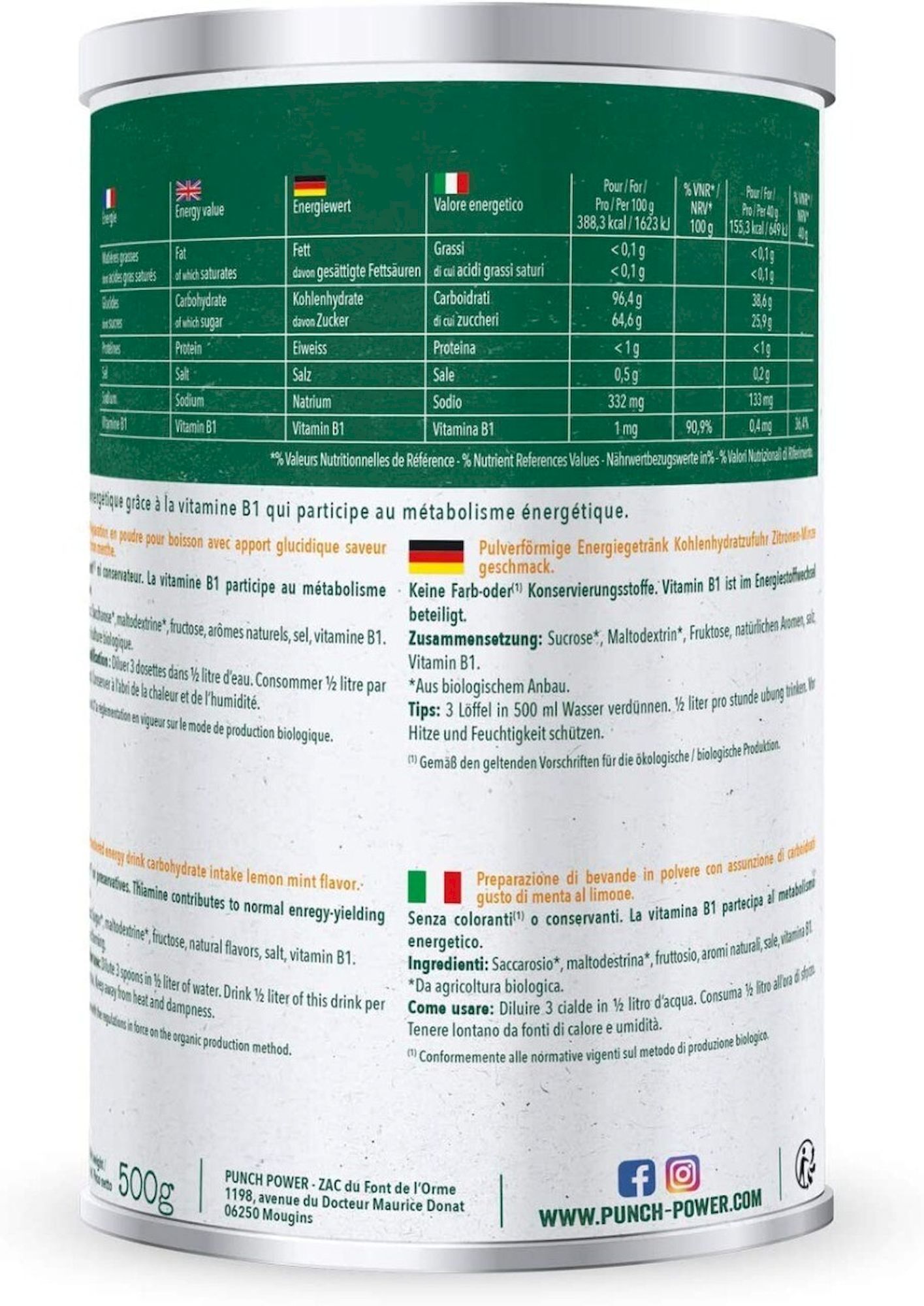 Punch Power Biodrink Citron-Menthe - Napój energetyczny | Hardloop