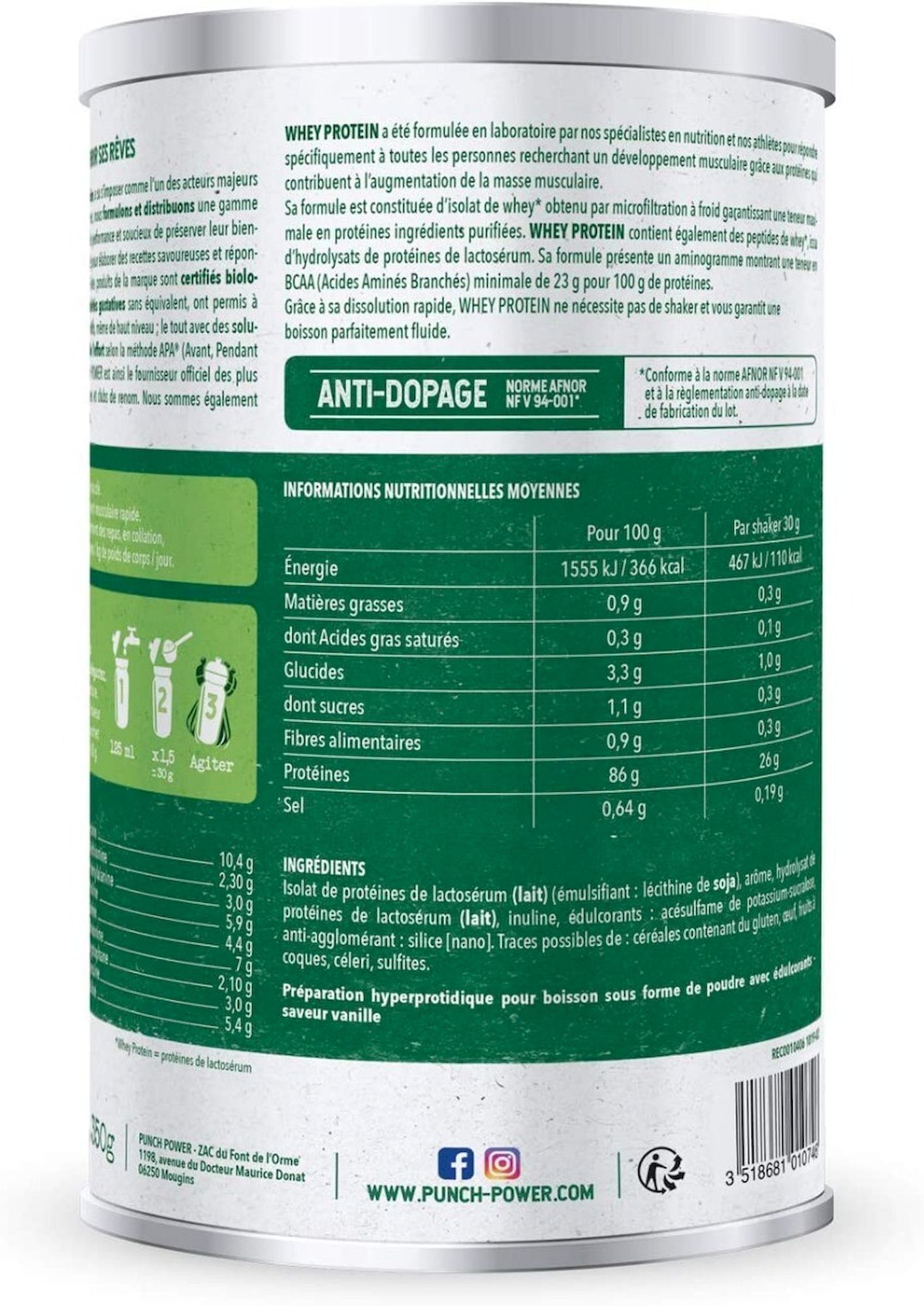 Punch Power Whey Protein Vanille - Energy drink | Hardloop