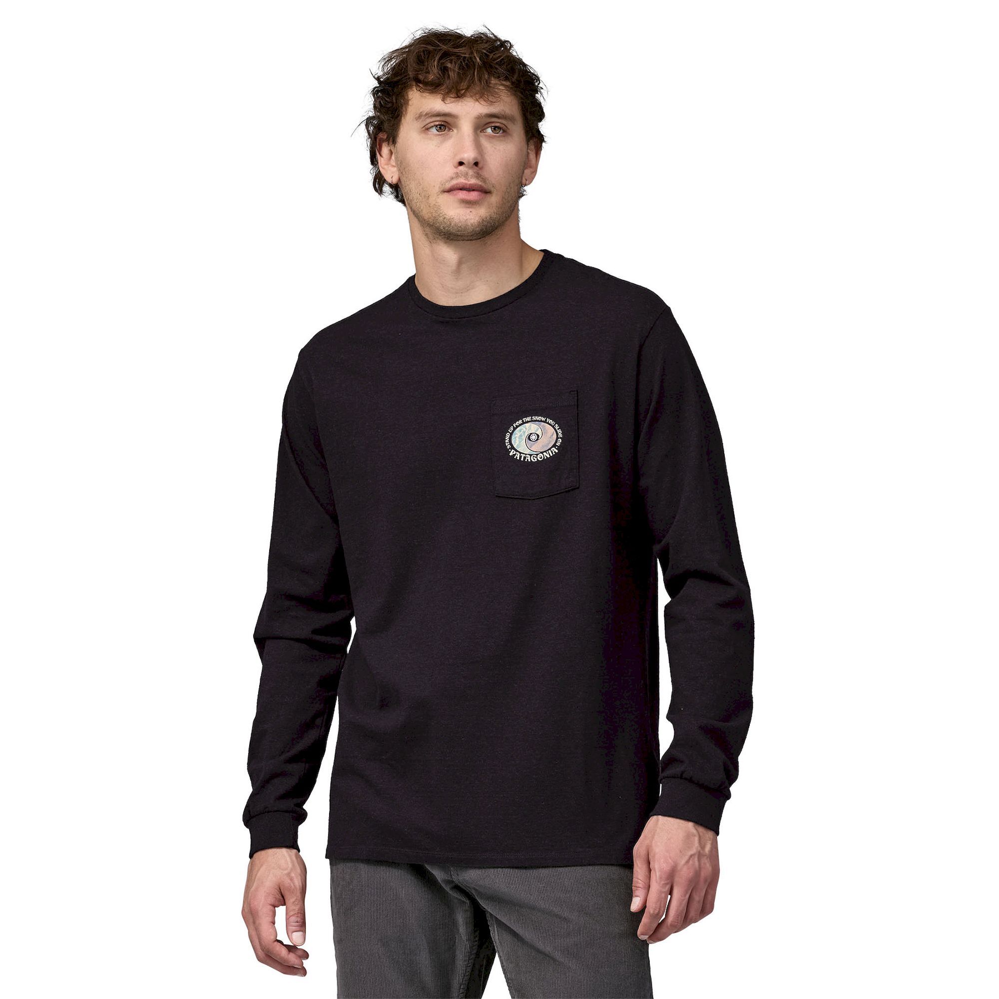Patagonia L/S Snowstitcher Pocket Responsibili-Tee - T-shirt - Heren | Hardloop