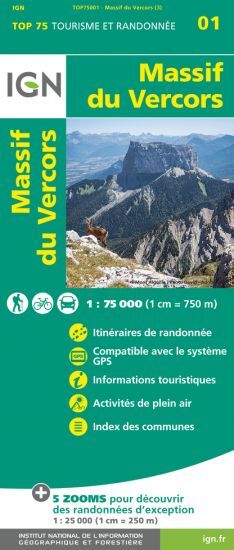 IGN Massif Du Vercors - Carte topographique | Hardloop