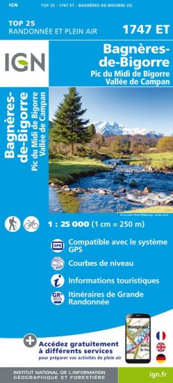 IGN Bagnères De Bigorre - Carte topographique | Hardloop