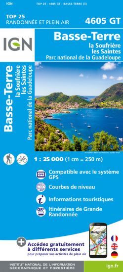IGN Basse Terre - Soufrière - Les Saintes - Carte topographique | Hardloop