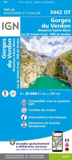 IGN Gorges Du Verdon / Moustiers - Carte topographique | Hardloop