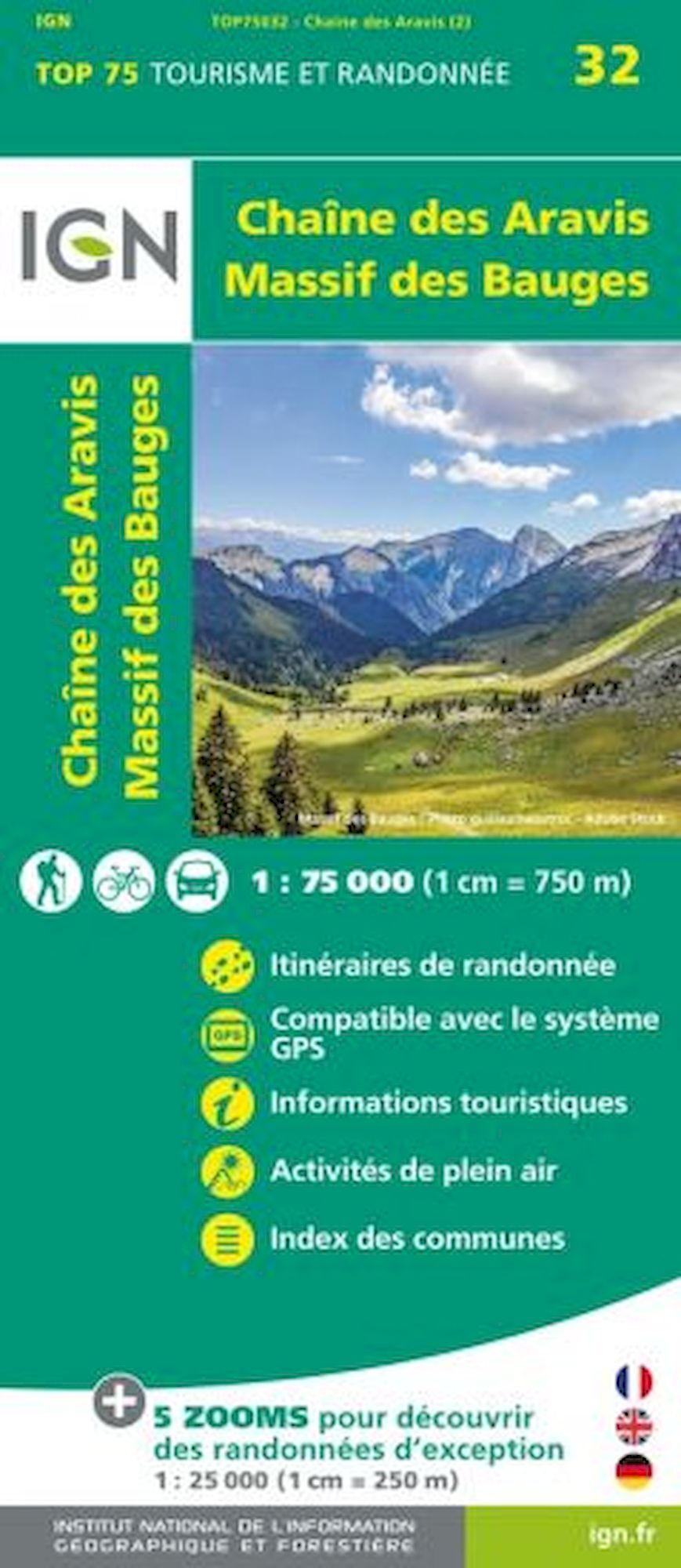 IGN Chaine Des Aravis / Massif Des Bauges - Mapa topograficzna | Hardloop