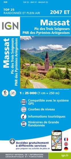IGN La Bastide De Serou / Massat.Pic Des Trois Seigneurs.Pnr Des Pyrénées-Ariégeoises - Carte topographique | Hardloop