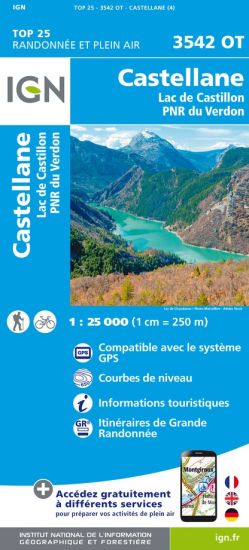 IGN Castellane / Lac De Castillon / Pnr Du Verdon - Carte topographique | Hardloop