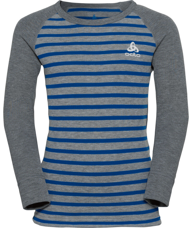 T-shirt Manches Longues Odlo Active Warm Eco Pour Enfants - Couche De Base Rayée, Tissu Recyclé