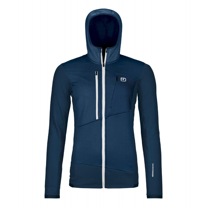 Fleece Grid Hoody - Fleece de lã merino mulher