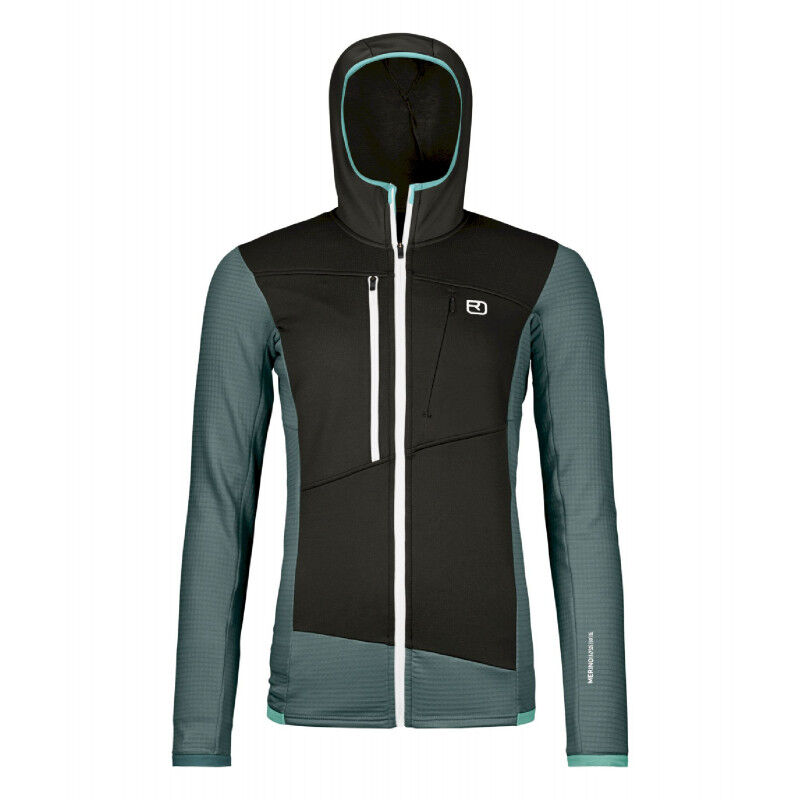 Fleece Grid Hoody - Merino Fleecevest - Dames