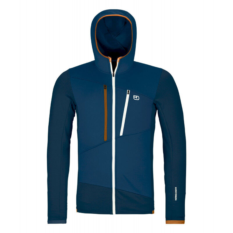 Fleece Grid Hoody - Merino Fleecetakki - Miehet