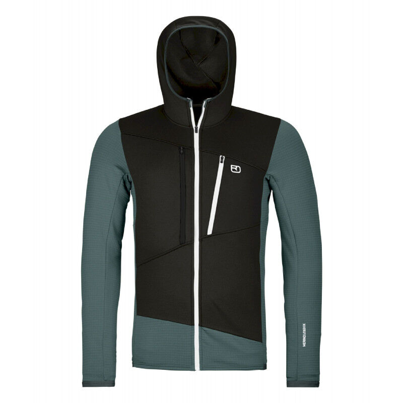 Fleece Grid Hoody - Fleece de lã merino homem