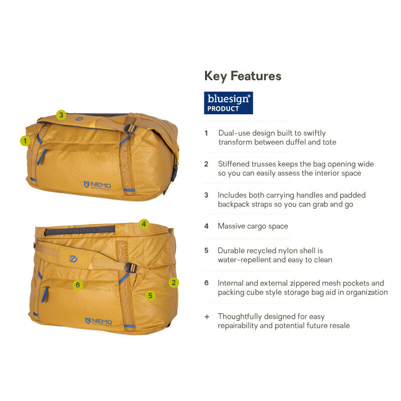 Nemo Double Haul Convertible Duffel 55L - Duffel | Hardloop
