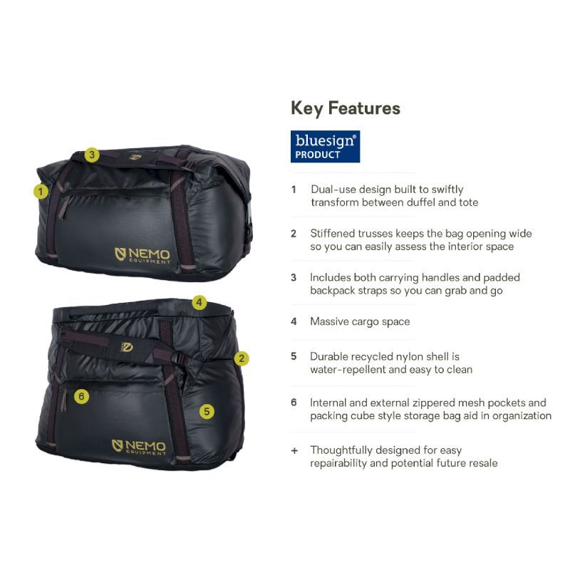 Nemo Double Haul Convertible Duffel 70L - Duffel Bag | Hardloop