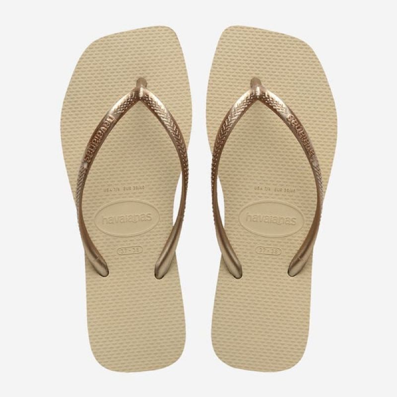 Havaianas Sandali con logo quadrato sottile per donna, Nero placcato argento, 37 EU