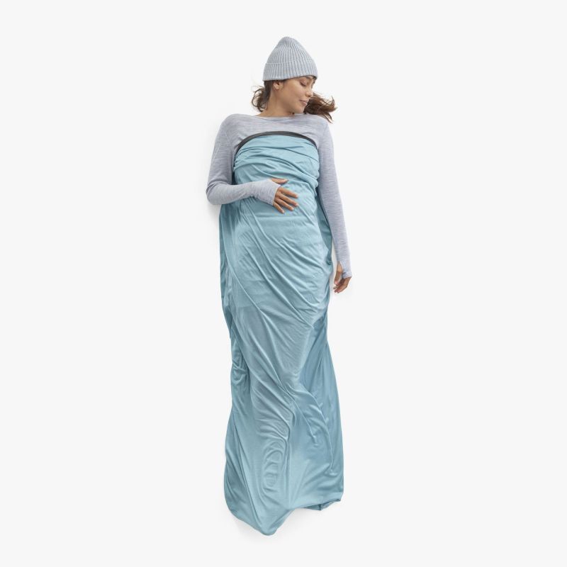 Doublure De Sac De Couchage En Soie Mixte Sea To Summit - Avec Manche D'oreiller Intégrée - Taille Standard - Grise