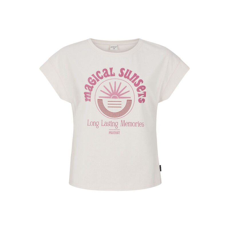 Protest Day T-Shirt Donna In 100% Cotone, Maniche Arrotolate, Stampa Frontale "Oh La Aloha", Vestibilità Casual, Ideale Per L'estate - 2