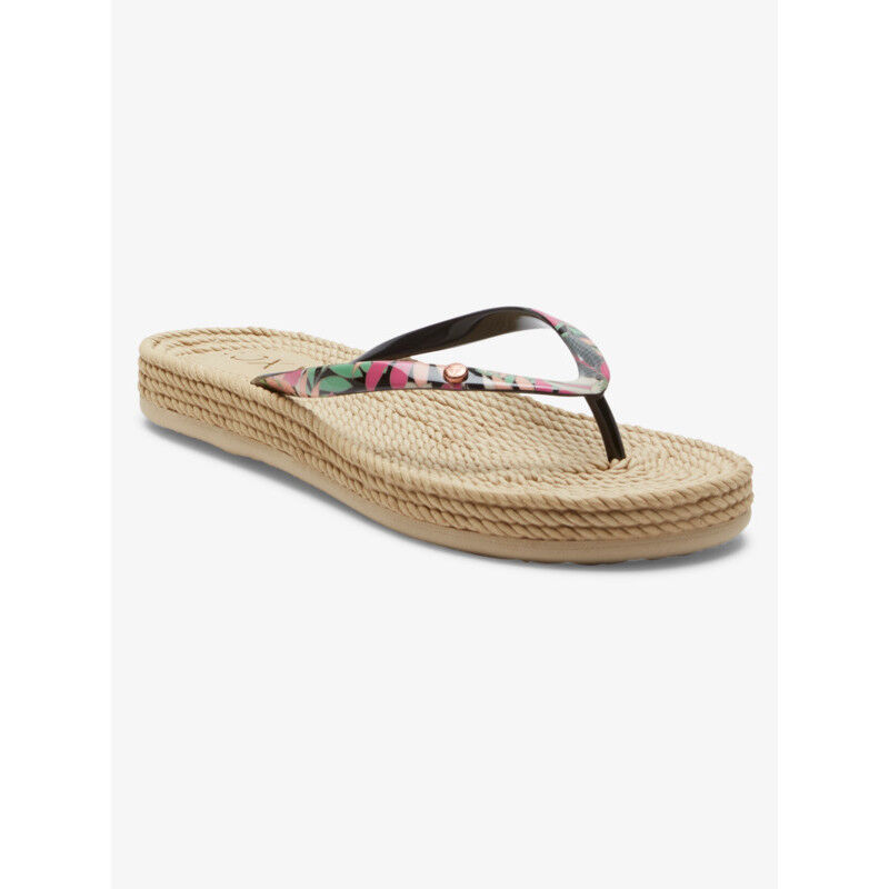 Roxy Tongs South Beach Femme - Sandales Légères Imprimées Avec Clou Métal, Confort Toute La Journée