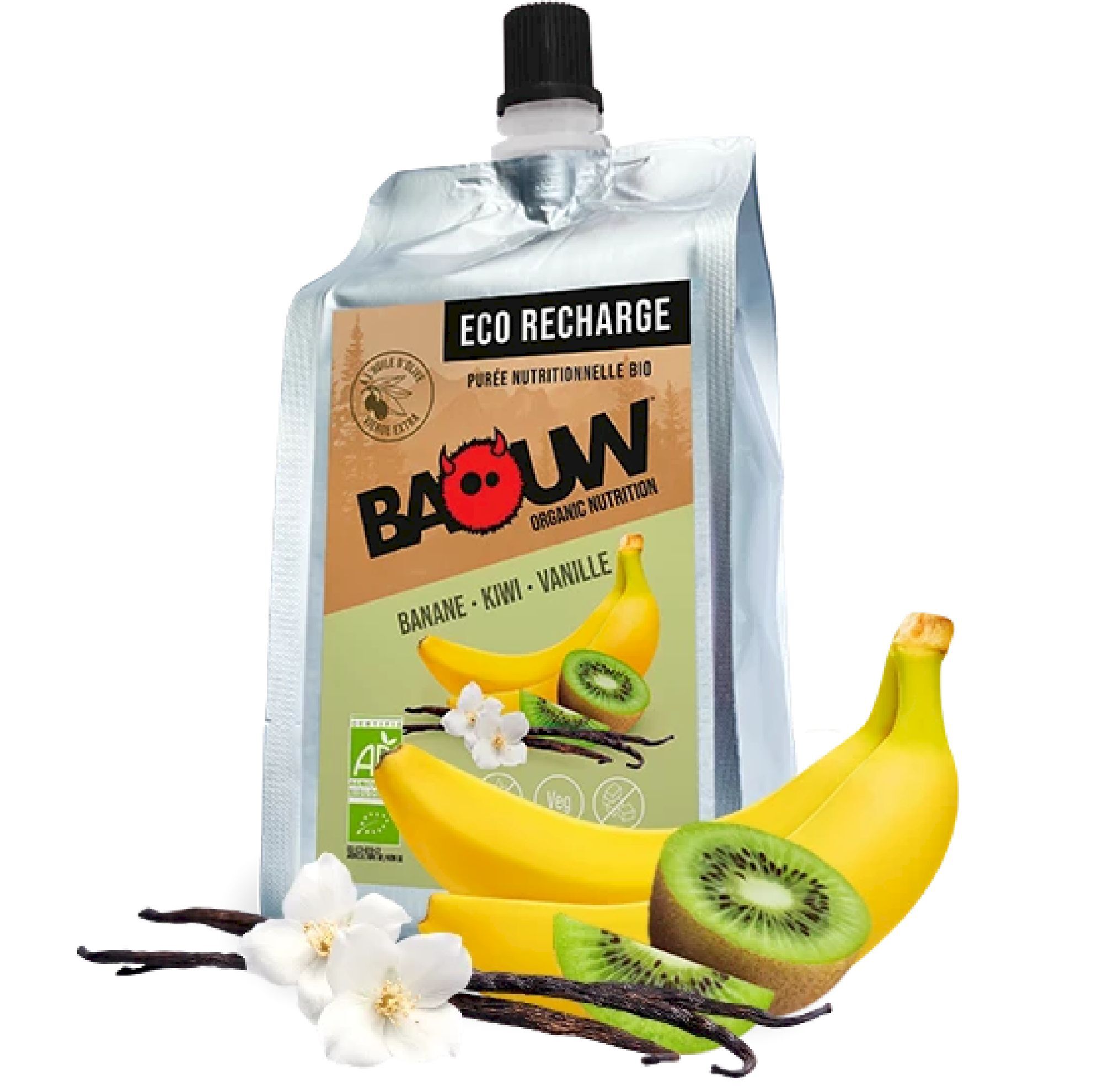 Baouw Éco-recharge XXL Banane-Kiwi-Vanille - Composte e puree energetiche | Hardloop