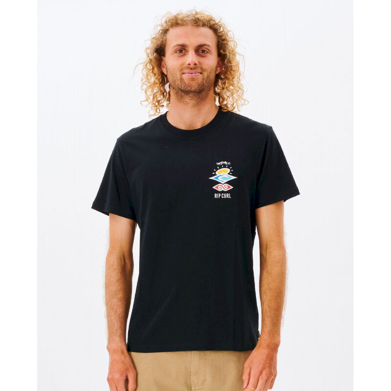 Rip Curl Search Icon T-Shirt Uomo - Cotone, Girocollo, Stampa Frontale E Posteriore