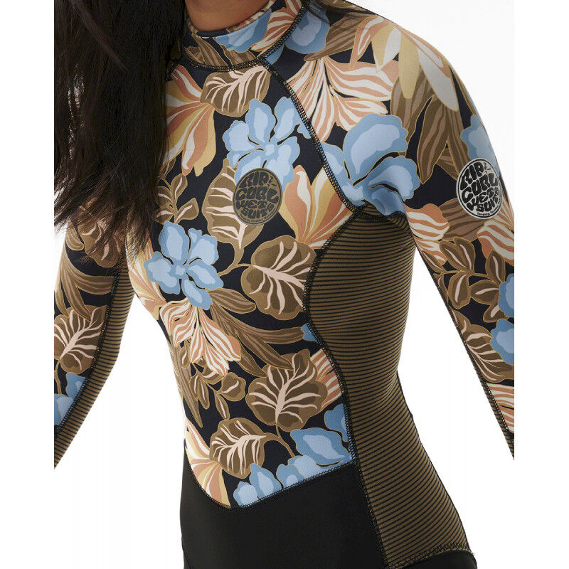 Combinaison De Surf Rip Curl G-Bomg Pour Femme - 2mm, Dos Zippé, Manches Longues, Noir/olive