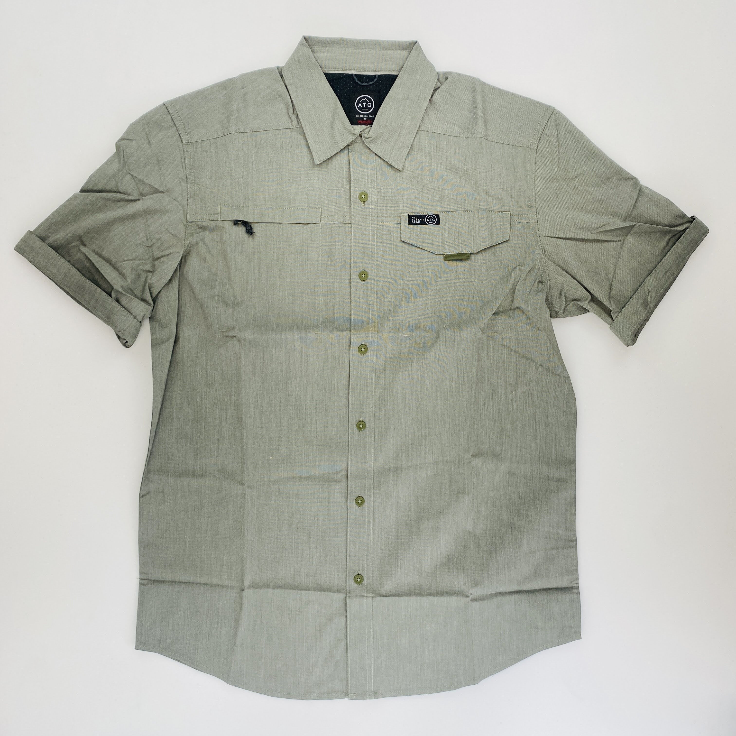 Wrangler Ss Asym Zippkt Shirt - Pre-owned Skjorte - Herrer - Grå - L | Hardloop