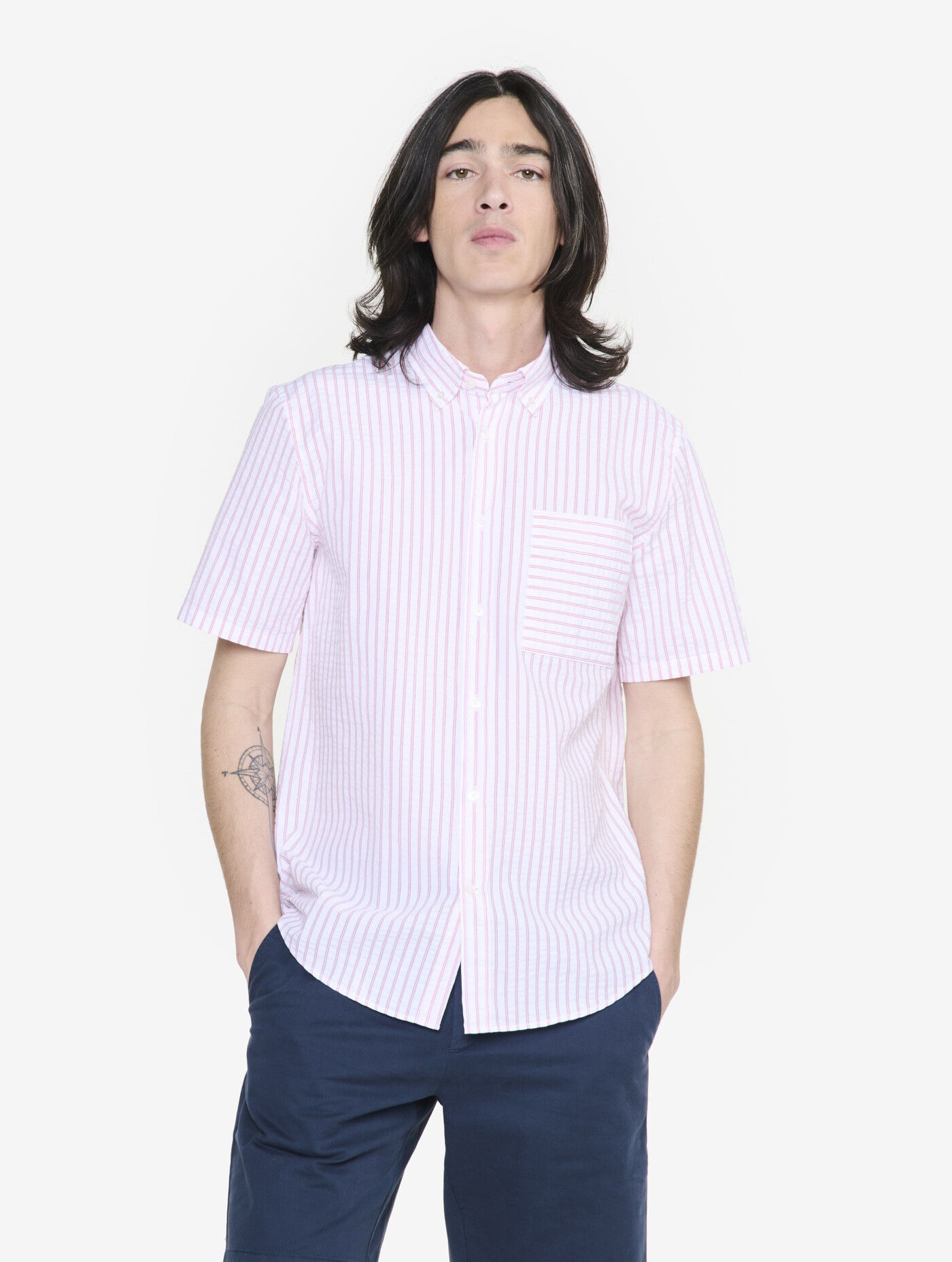 Aigle Short-sleeved seersucker shirt - Skjorta - Herr | Hardloop