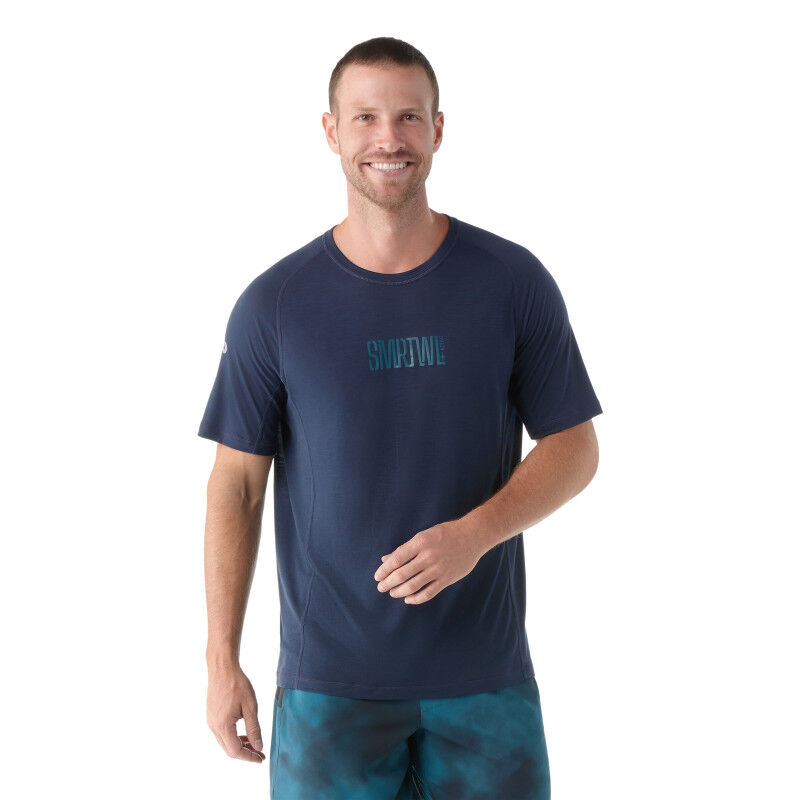 Smartwool Active Ultralite Graphic Short Sleeve Tee - T-shirt en laine mérinos homme Deep Navy / Twilight Blue S