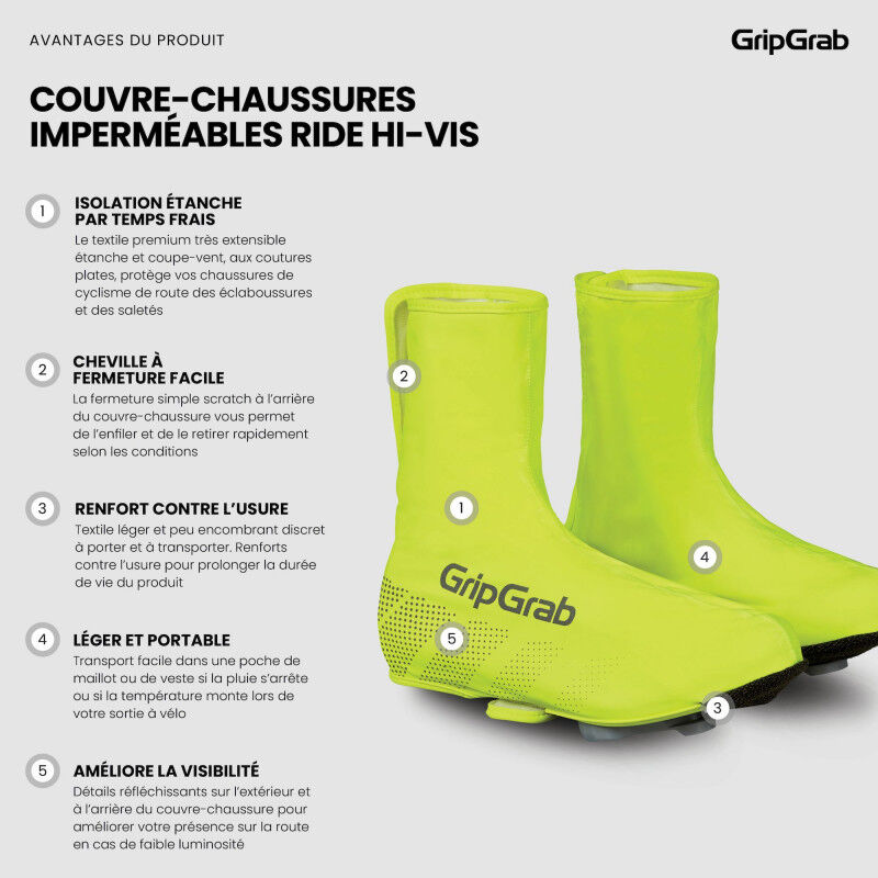 Grip Grab Ride Waterproof Hi-Vis Shoe Covers - Sur-chaussures | Hardloop