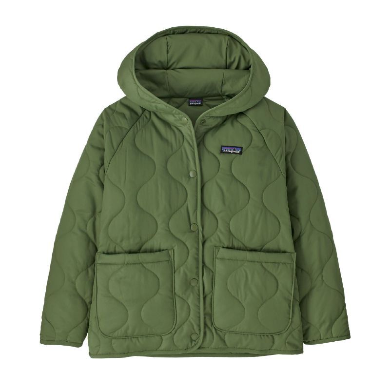 Patagonia Boys Reversible Down Kelly Green & Plaid online Hooded Jacket Puffer Coat 4