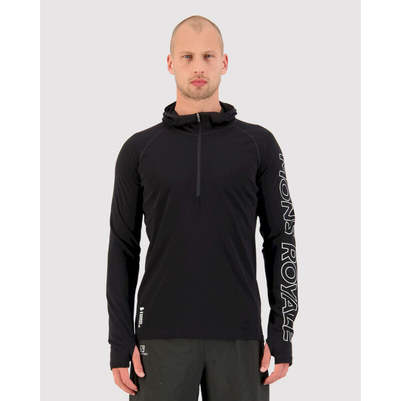 Mons Royale Temple Merino Air-Con Hood - Camisola térmica de lã merino homem | Hardloop