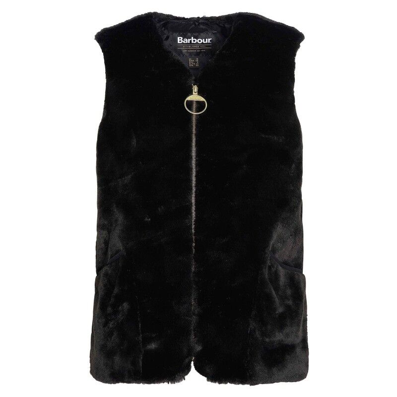 Black Fur Gilet Womens Barbour Barn Faux-Fur Gilet Vest