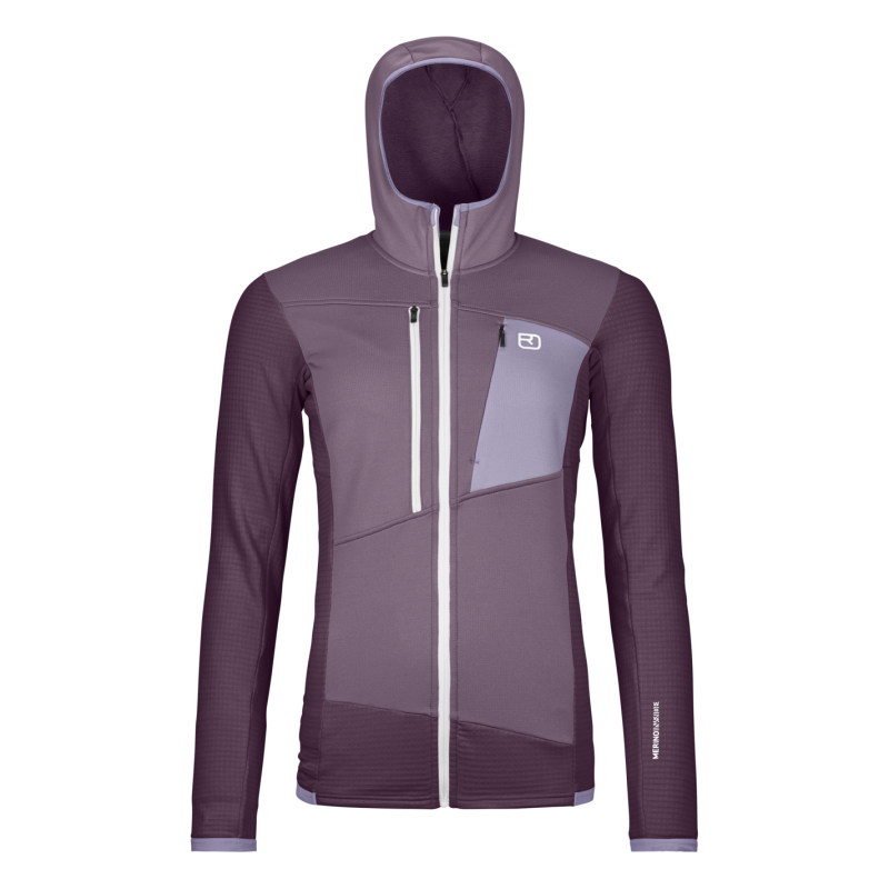 Fleece Grid Hoody - Merino Fleecejakke - Damer