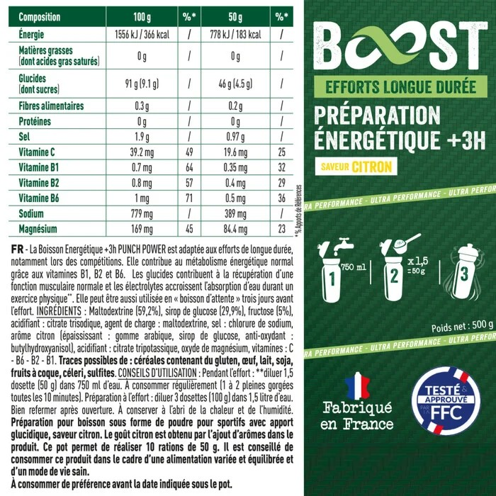 Punch Power Boisson FFC - Boost Energetique - Plus 3 Heures - 500 g - Energy drink | Hardloop