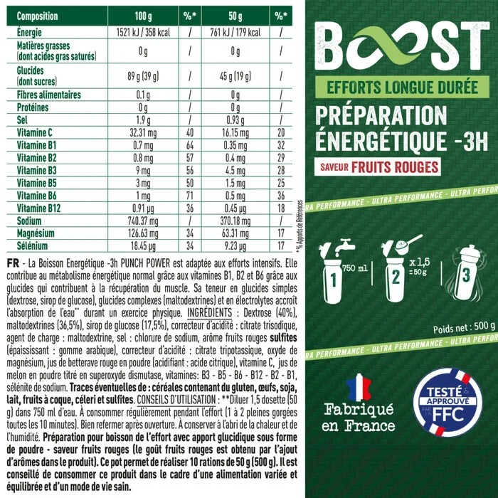 Punch Power Boisson FFC - Boost Energetique - Moins 3 Heures - 500 g - Energy drink | Hardloop