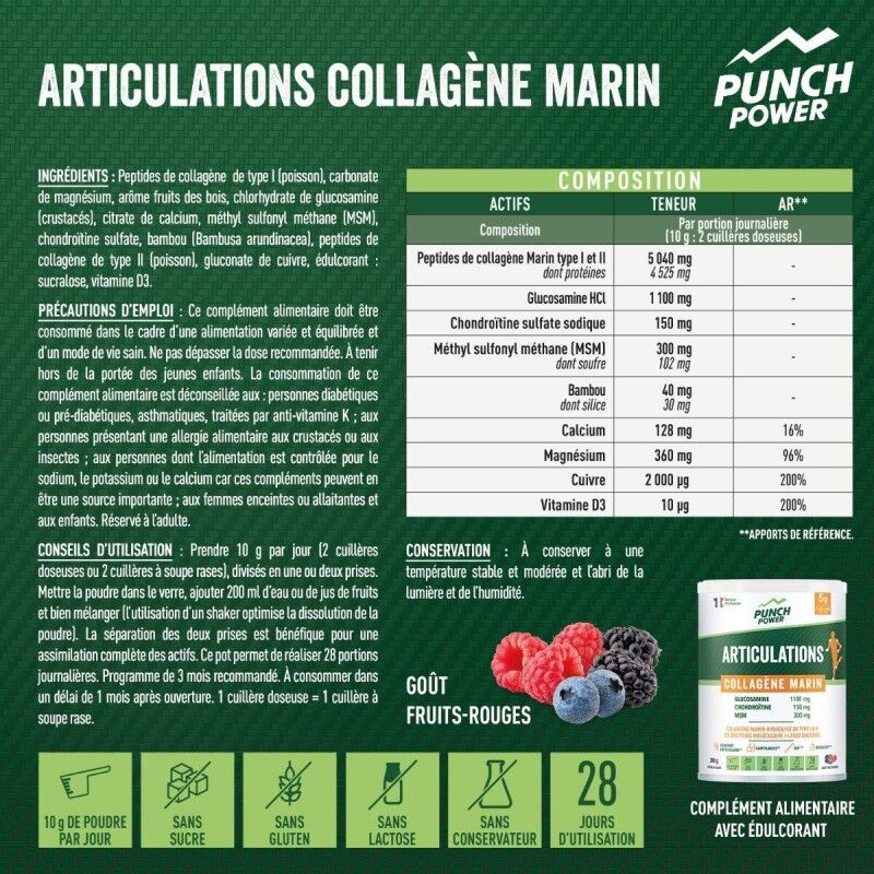 Punch Power Articulations Collagene Marin Poudre 280 g | Hardloop