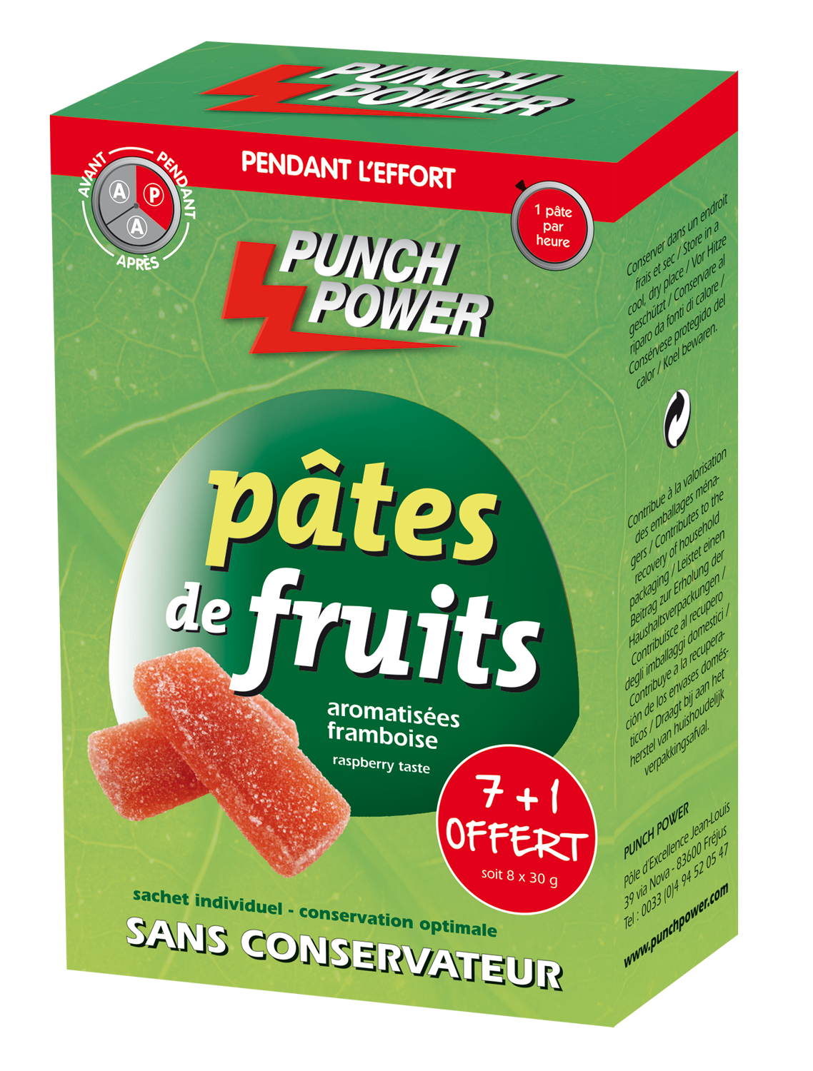 Punch Power Pâtes de fruits framboise (8 x 30 g) | Hardloop