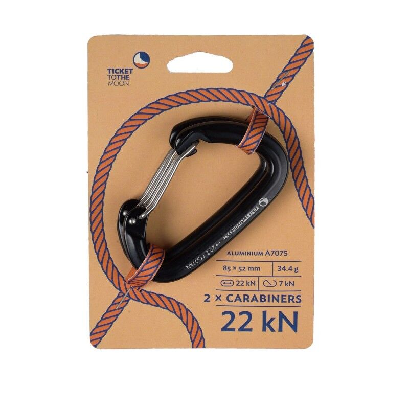 Ticket to the Moon Aluminium carabiner 22kN x2 - Mousqueton | Hardloop