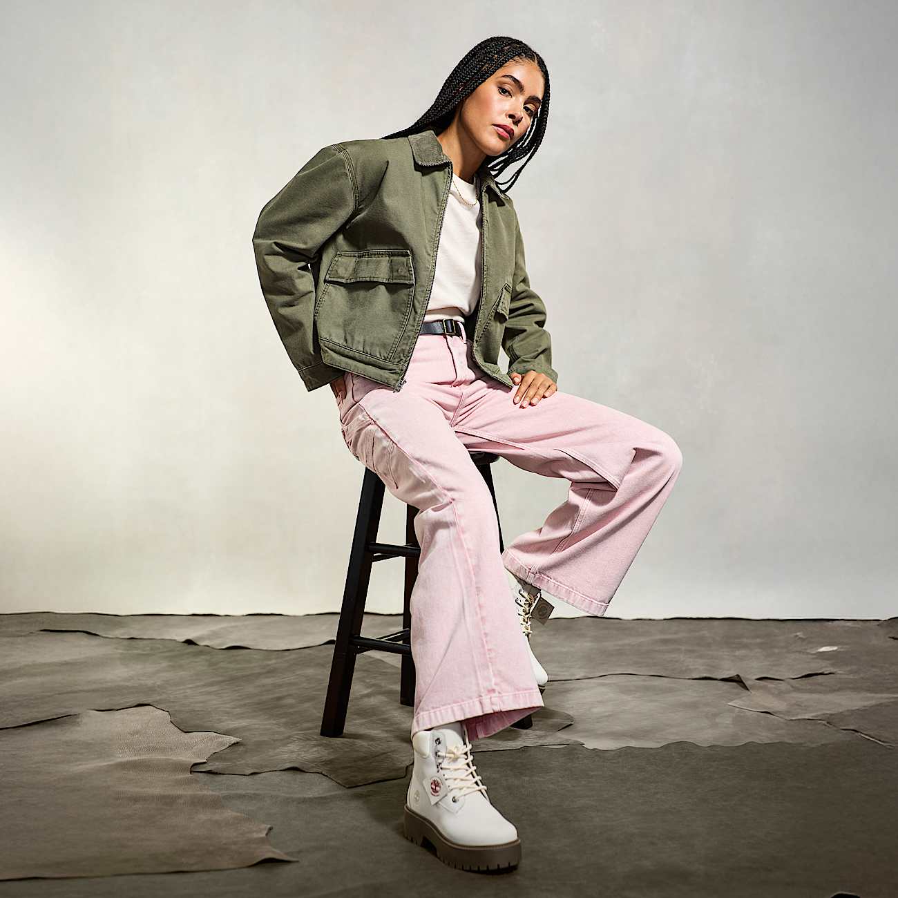 Jacket Outfits With Green Timberlands Womens Outfit Black