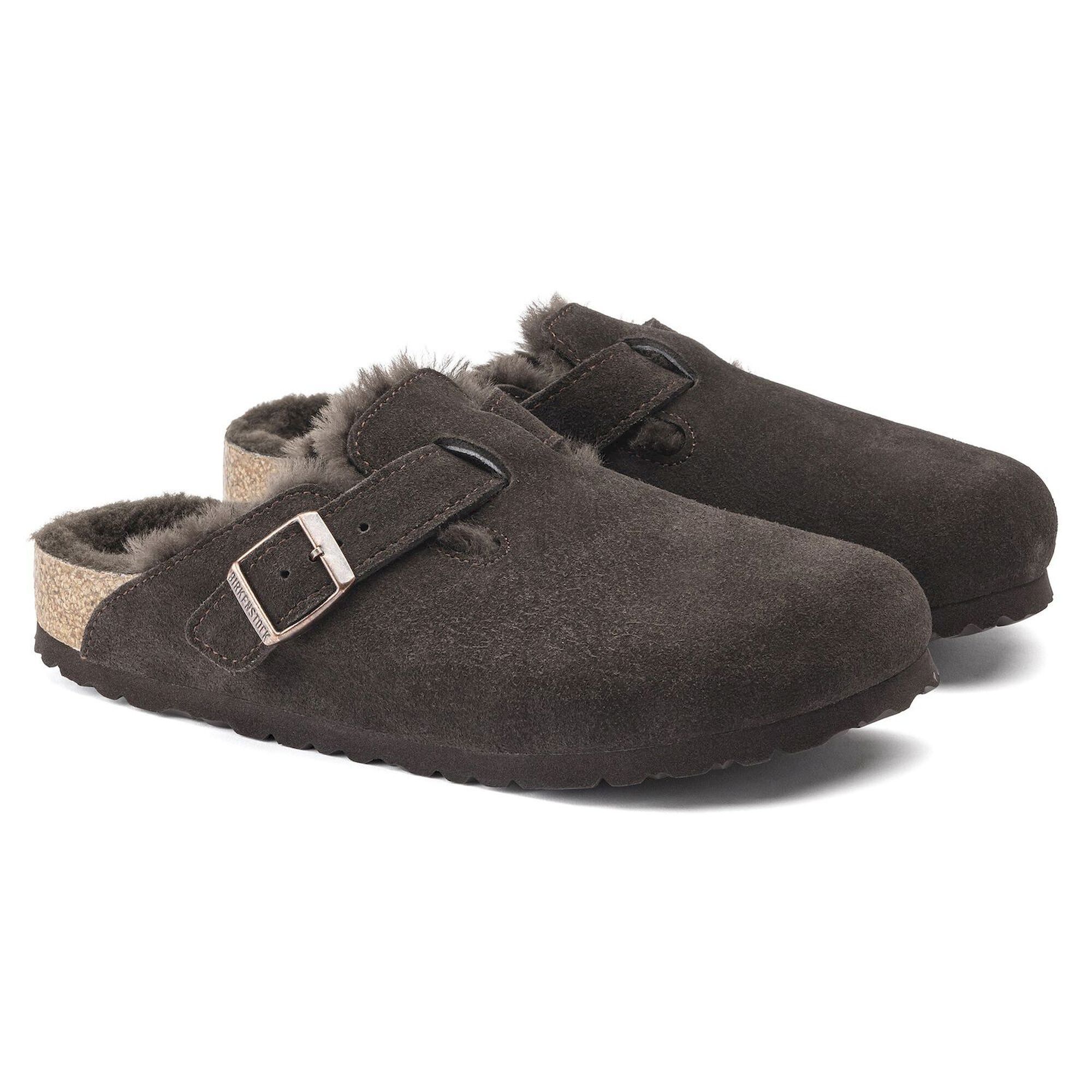 Birkenstock Boston Shearling Suede Leather - Kapcie zimowe (np. kapcie Subu) | Hardloop