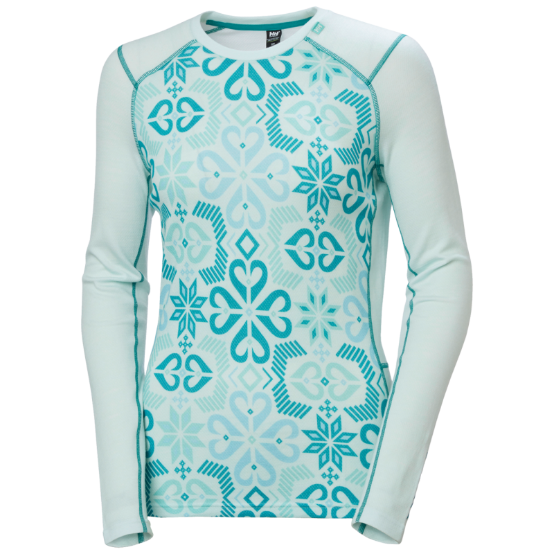 Sous-vêtement Helly Hansen Femme - Haut Manches Longues Zippé Bleu Congélo Multi Carré - Taille M