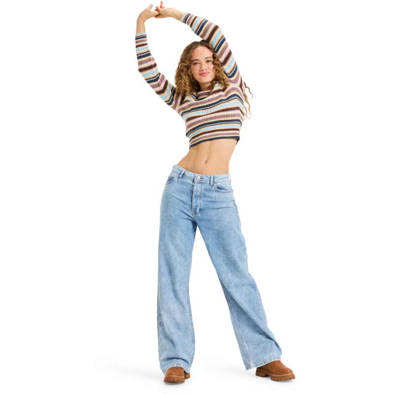 Roxy Milla Wide Leg Regular Beau BL - Broek - Dames | Hardloop