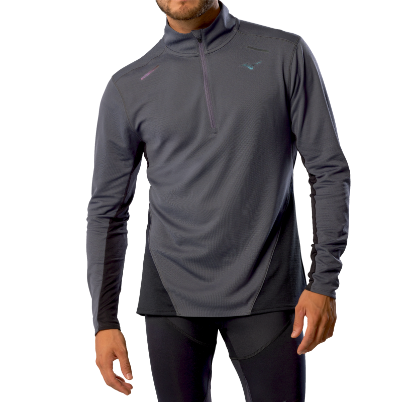 Mizuno Tech Thermal Charge Half Zip Long Sleeve Tee - Camiseta - Hombre | Hardloop