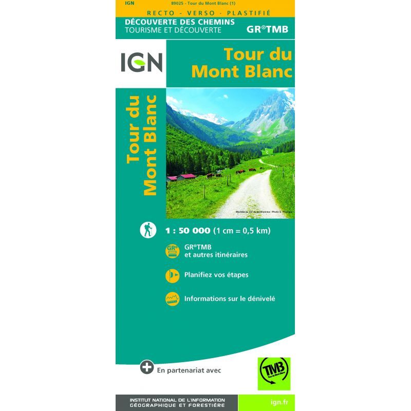 IGN Tour du Mont Blanc - Carte topographique | Hardloop