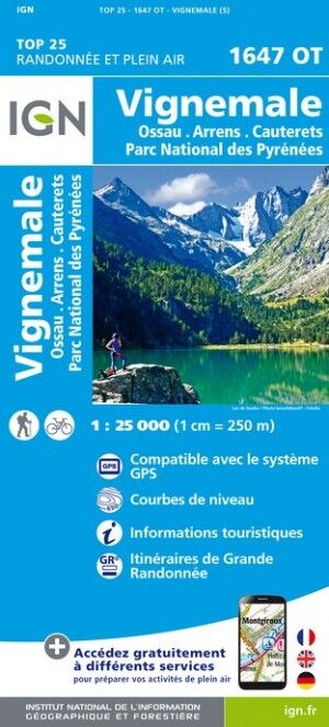 IGN Vignemale / Ossau / Cauterets / Parc national des Pyrénées - Mapa topograficzna | Hardloop