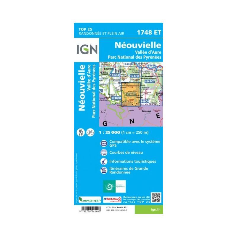 IGN Néouvielle / Vallée D'Aure / Parc national des Pyrénées - Mapa topograficzna | Hardloop