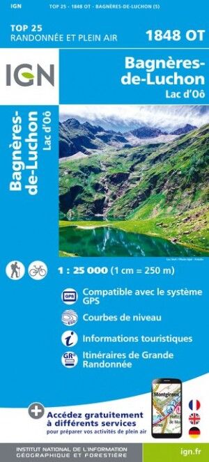 IGN Bagneres-De-Luchon / Lac D'Oo - Carte topographique | Hardloop
