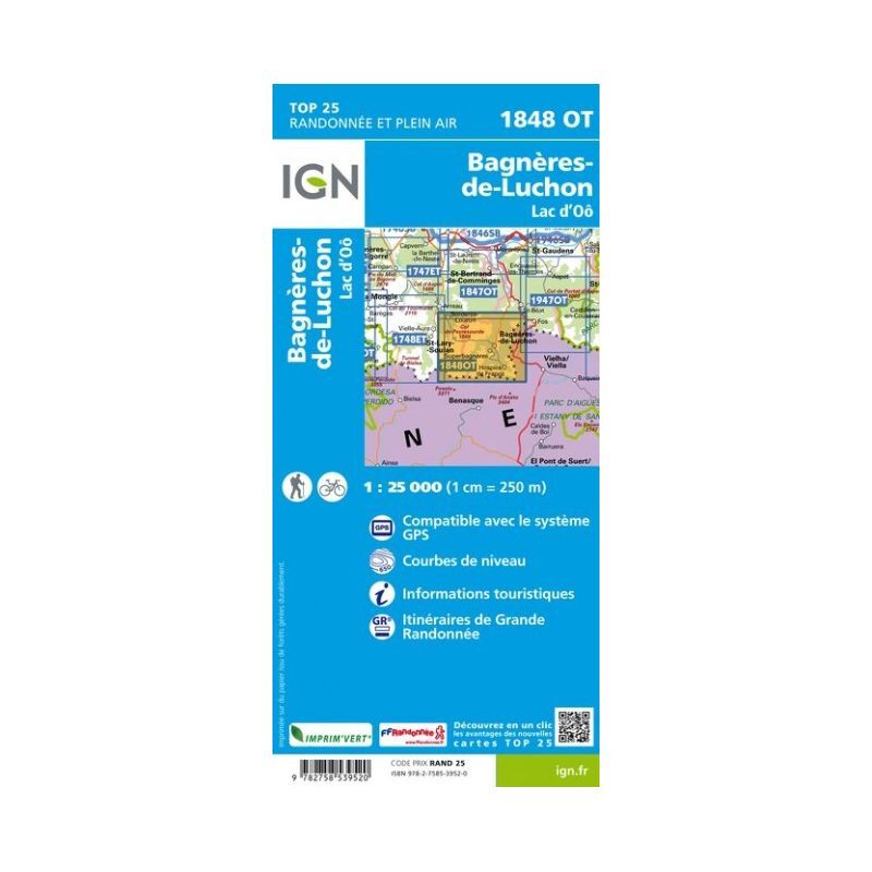 IGN Bagneres-De-Luchon / Lac D'Oo - Mapa topográfico | Hardloop
