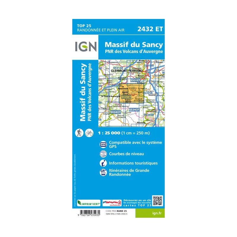 IGN Massif du Sancy - Mapa topograficzna | Hardloop