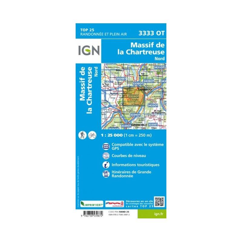 IGN Massif de la Chartreuse Nord - Mapa topográfico | Hardloop