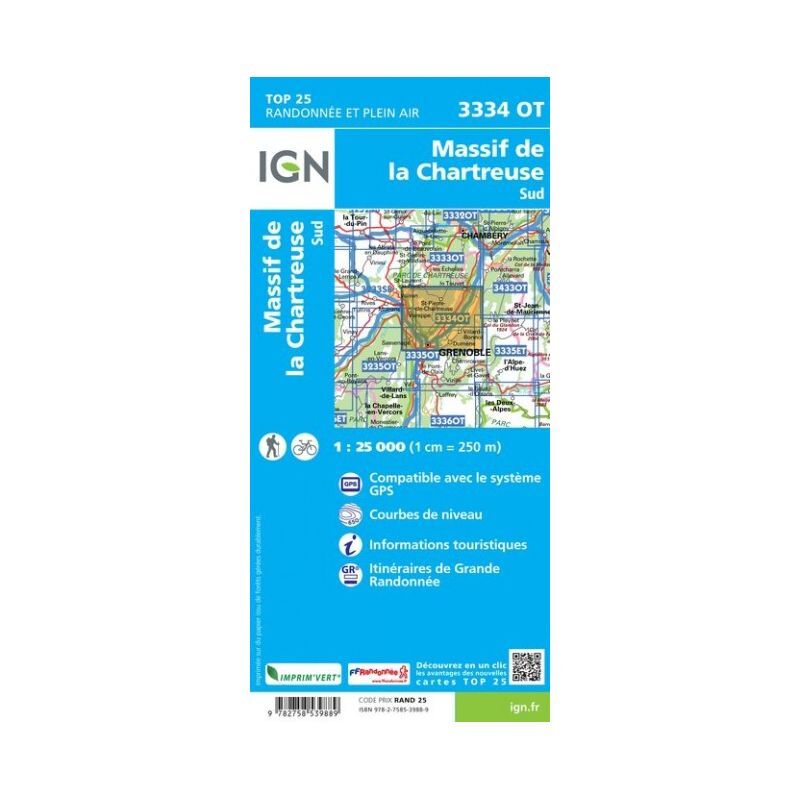 IGN Massif de la Chartreuse Sud - Mapa topográfico | Hardloop